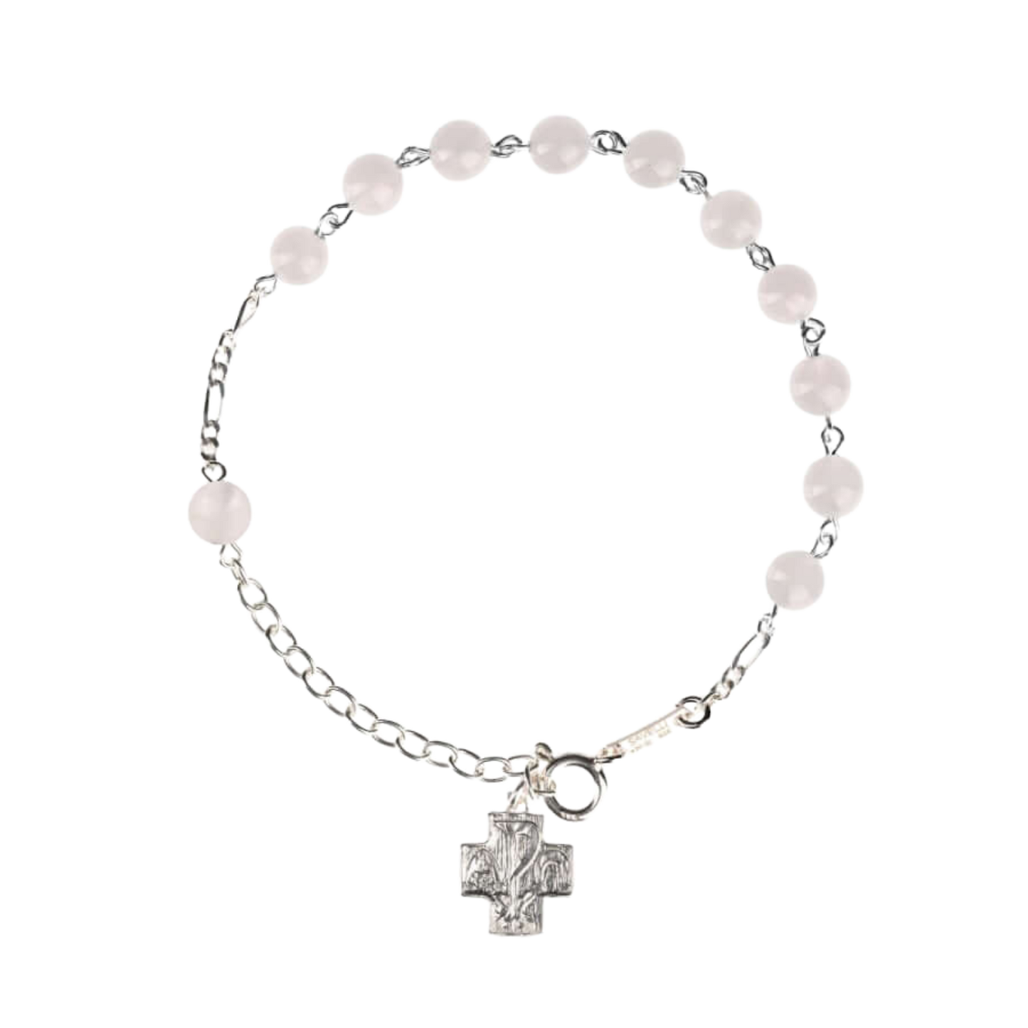 BRACCIALETTO ROSARIO - PINK QUARTZ - ARGENTO