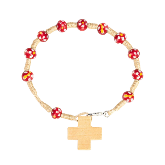 CHILDREN'S BRACCIALETTO ROSARIO - LEGNO - RED