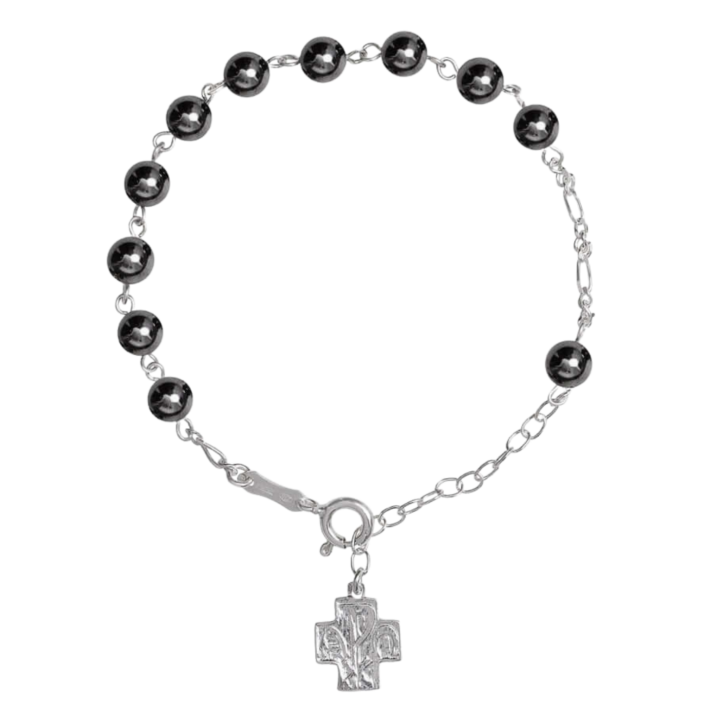BRACCIALETTO ROSARIO HEMATITE - ARGENTO