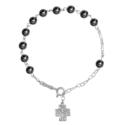 BRACCIALETTO ROSARIO HEMATITE - ARGENTO