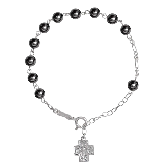 BRACCIALETTO ROSARIO HEMATITE - ARGENTO