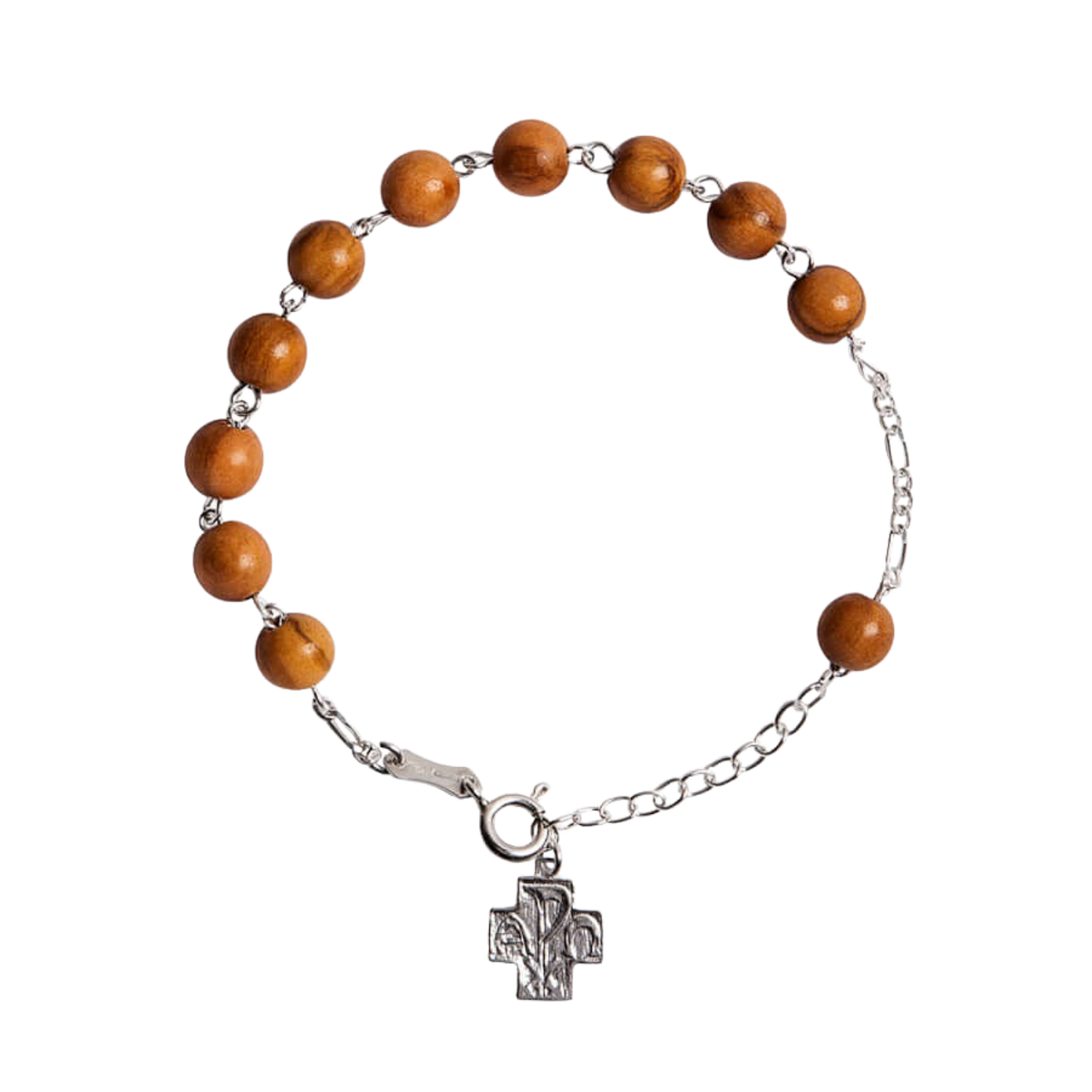 OLIVE LEGNO BEADS BRACCIALETTO ROSARIO - ARGENTO