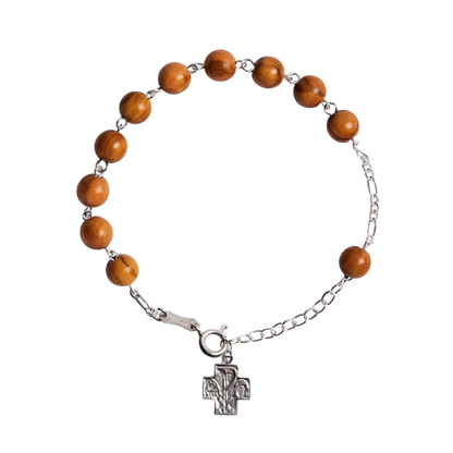 OLIVE LEGNO BEADS BRACCIALETTO ROSARIO - ARGENTO