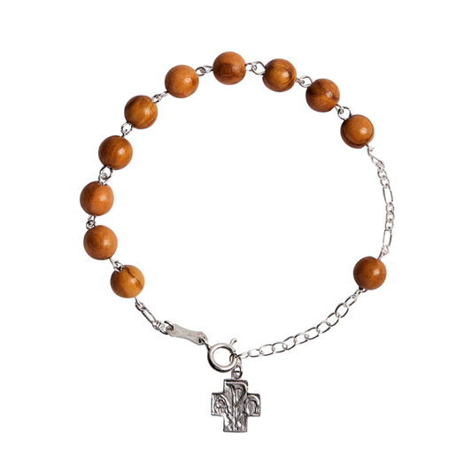 OLIVE LEGNO BEADS BRACCIALETTO ROSARIO - ARGENTO