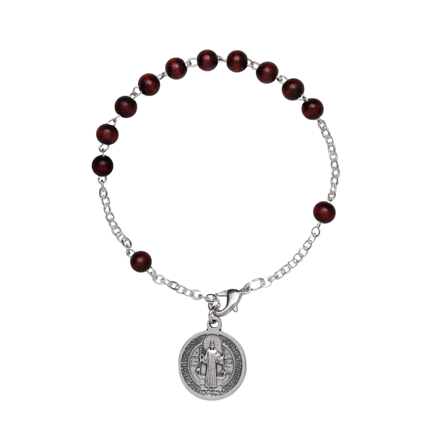 ST BENEDICT - LEGNO BRACCIALETTO ROSARIO - METAL