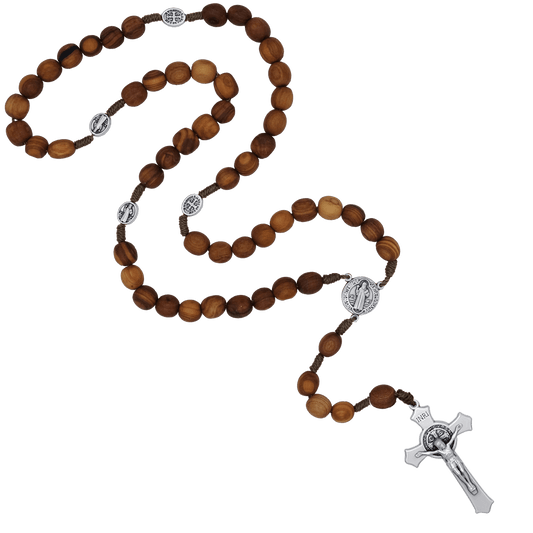 ST BENEDICT - ROSARIO - OLIVE LEGNO E ROPE