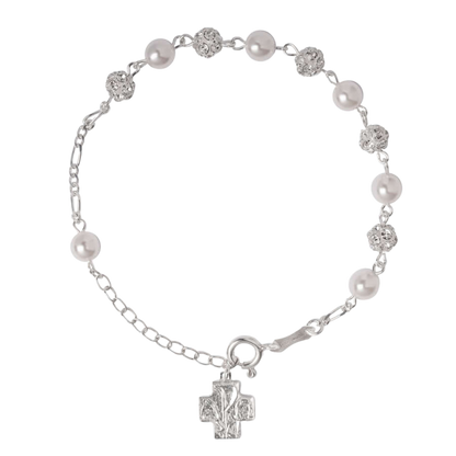 STRASSBALL E GLASS - PERLA BRACCIALETTO ROSARIO - ARGENTO