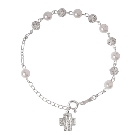 STRASSBALL E GLASS - PERLA BRACCIALETTO ROSARIO - ARGENTO
