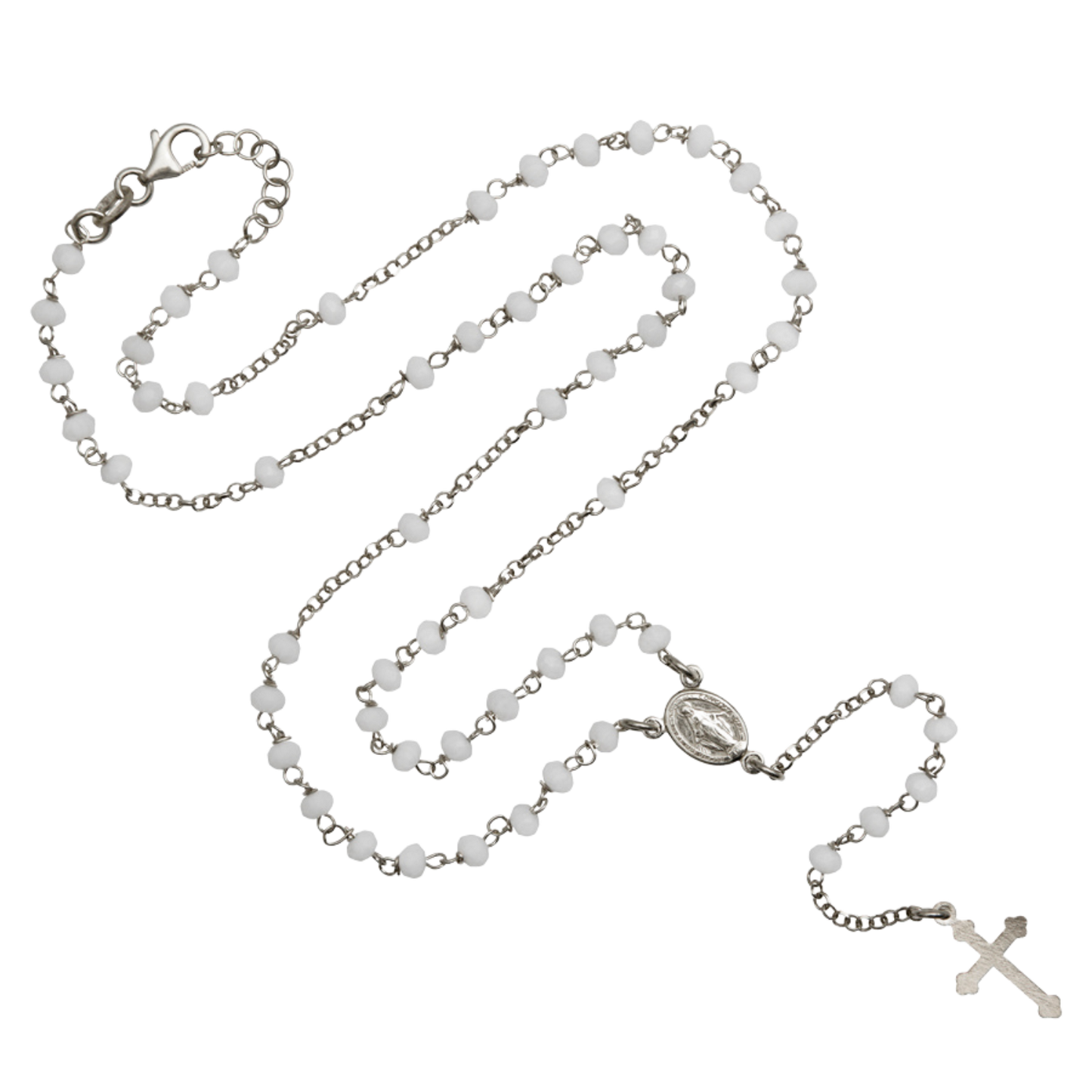 BIANCO CRYSTAL COLLANA ROSARIO - ARGENTO