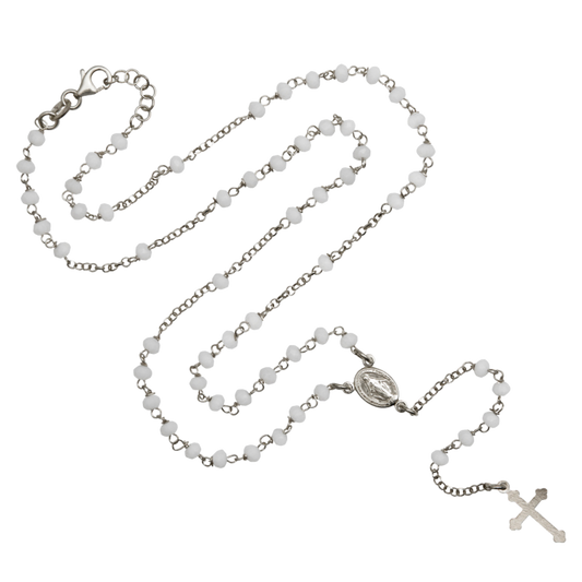 BIANCO CRYSTAL COLLANA ROSARIO - ARGENTO