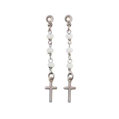CROCE - CRYSTAL ORECCHINI - ARGENTO