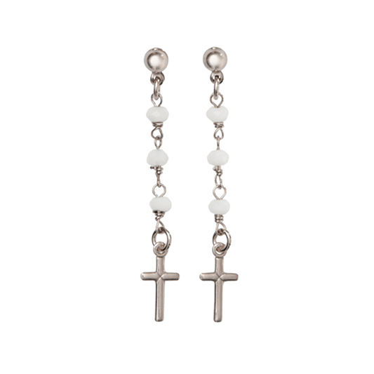 CROCE - CRYSTAL ORECCHINI - ARGENTO