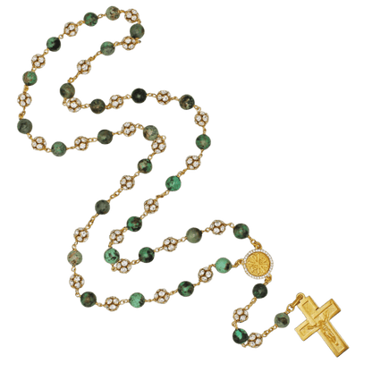 AFRICAN TURQUOISE ROSARIO E STRASSBALL - VERMEIL ARGENTO