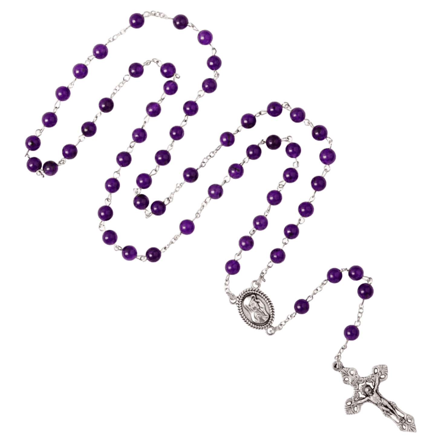AMETHYST BEADS ROSARIO - METAL
