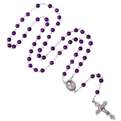 AMETHYST BEADS ROSARIO - METAL