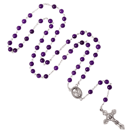 AMETHYST BEADS ROSARIO - METAL