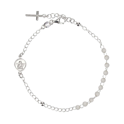 BABY BRACCIALETTO ROSARIO - ARGENTO - BIANCO