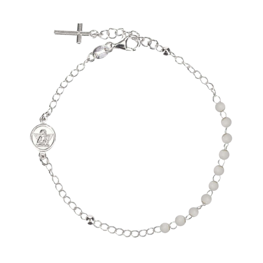 BABY BRACCIALETTO ROSARIO - ARGENTO - BIANCO