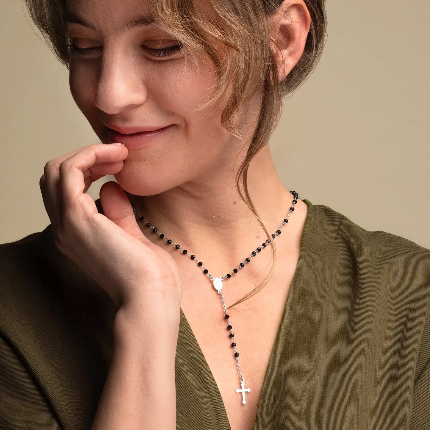 CRYSTAL COLLANA ROSARIO - ARGENTO