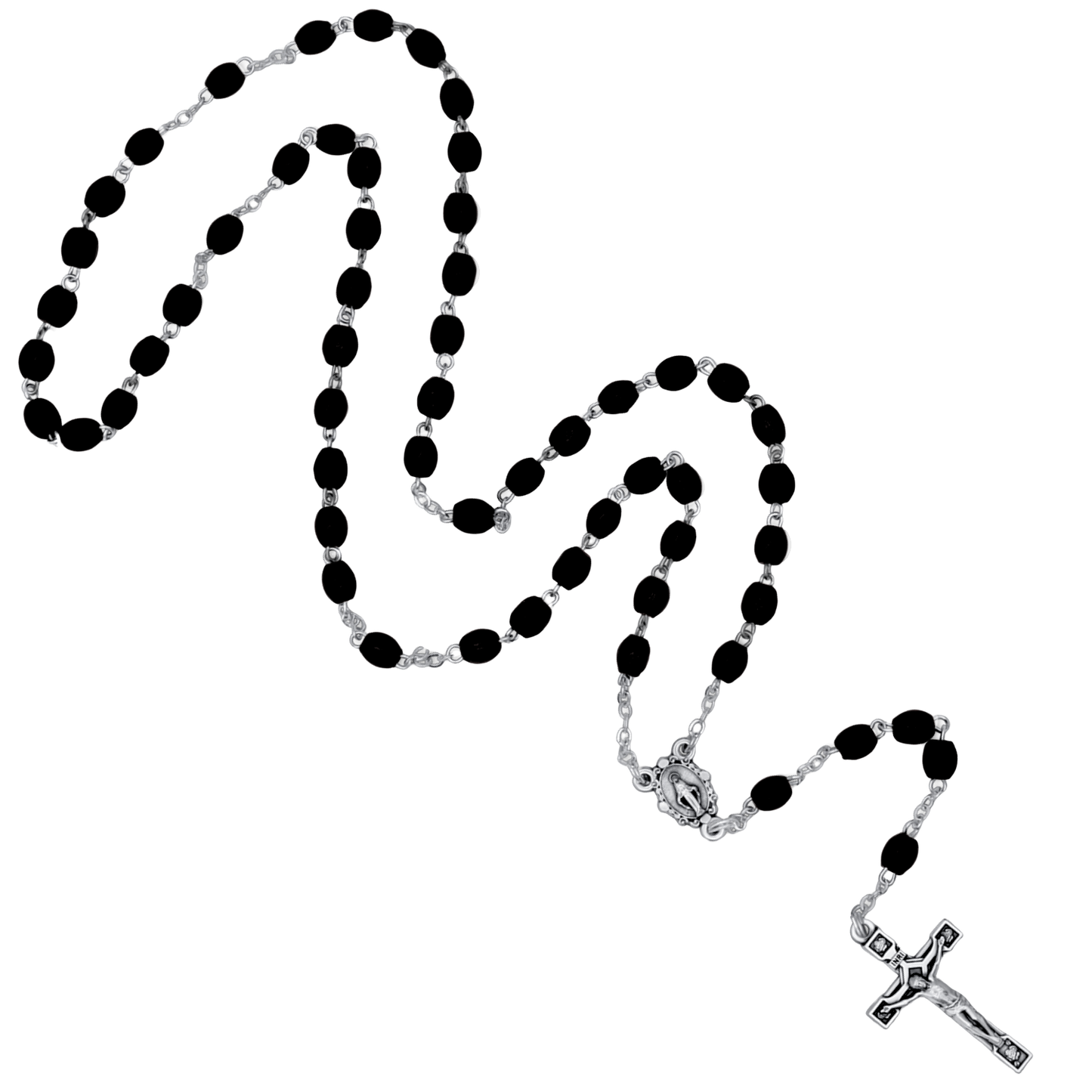 NERO LEGNO BEADS ROSARIO- METAL
