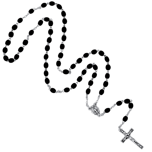 NERO LEGNO BEADS ROSARIO- METAL