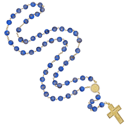 BLUE GLASS BEADS ROSARIO - VERMEIL ARGENTO