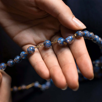 BLUE GLASS BEADS ROSARIO - VERMEIL ARGENTO