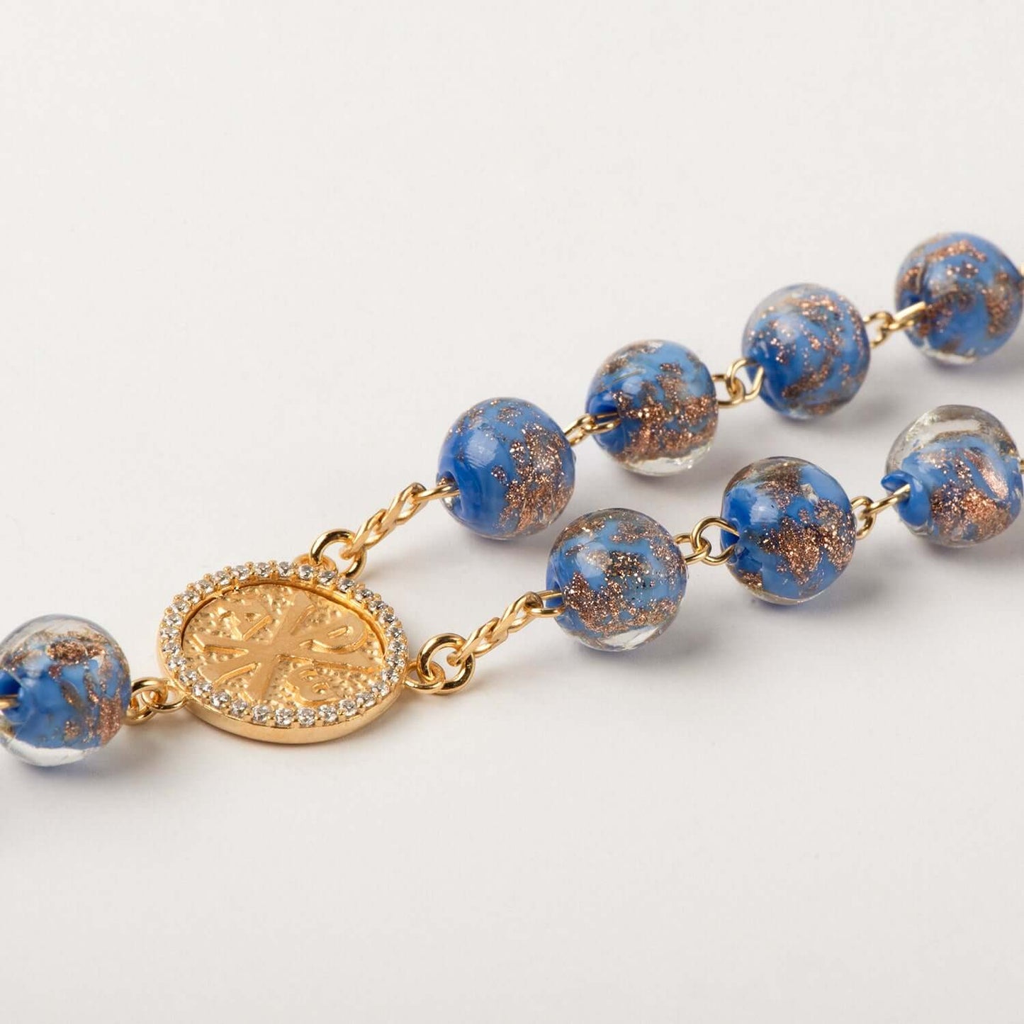 BLUE GLASS BEADS ROSARIO - VERMEIL ARGENTO