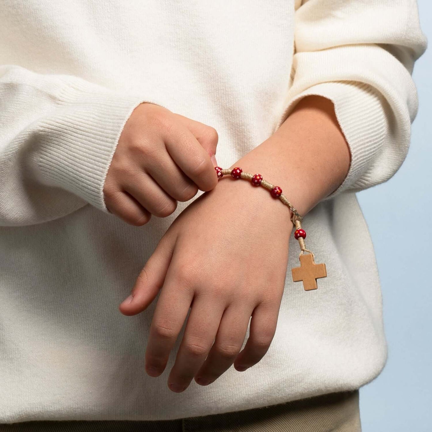 CHILDREN'S BRACCIALETTO ROSARIO - LEGNO - RED