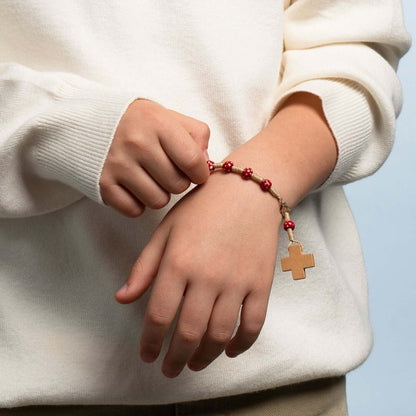 CHILDREN'S BRACCIALETTO ROSARIO - LEGNO - RED