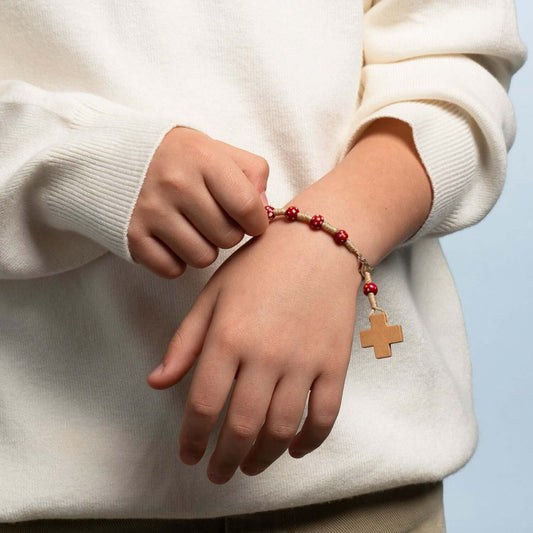 CHILDREN'S BRACCIALETTO ROSARIO - LEGNO - RED