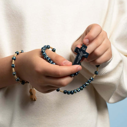 CHILDREN'S BRACCIALETTO ROSARIO - LEGNO - BLUE