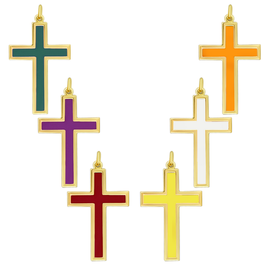 COLORED PENDENTE CROCE - ARGENTO