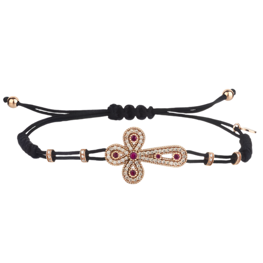 BRACCIALETTO CROCE CON RUBIES - ORO E DIAMONDS