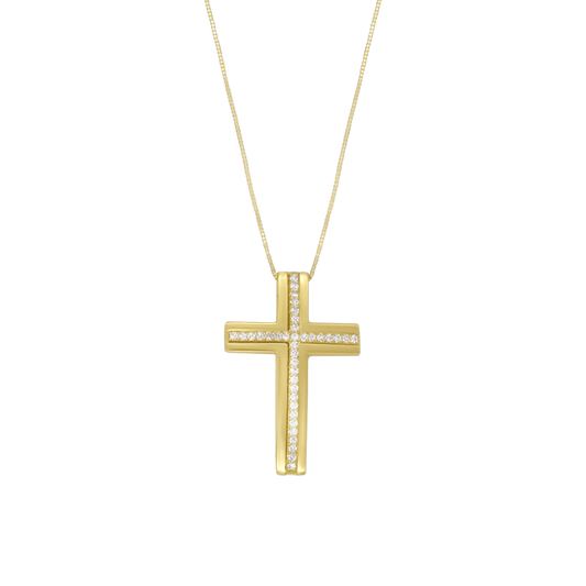 COLLANA CROCE - ZIRCONIA E ORO
