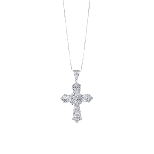 CROCE DIAMOND COLLANA - BIANCO ORO