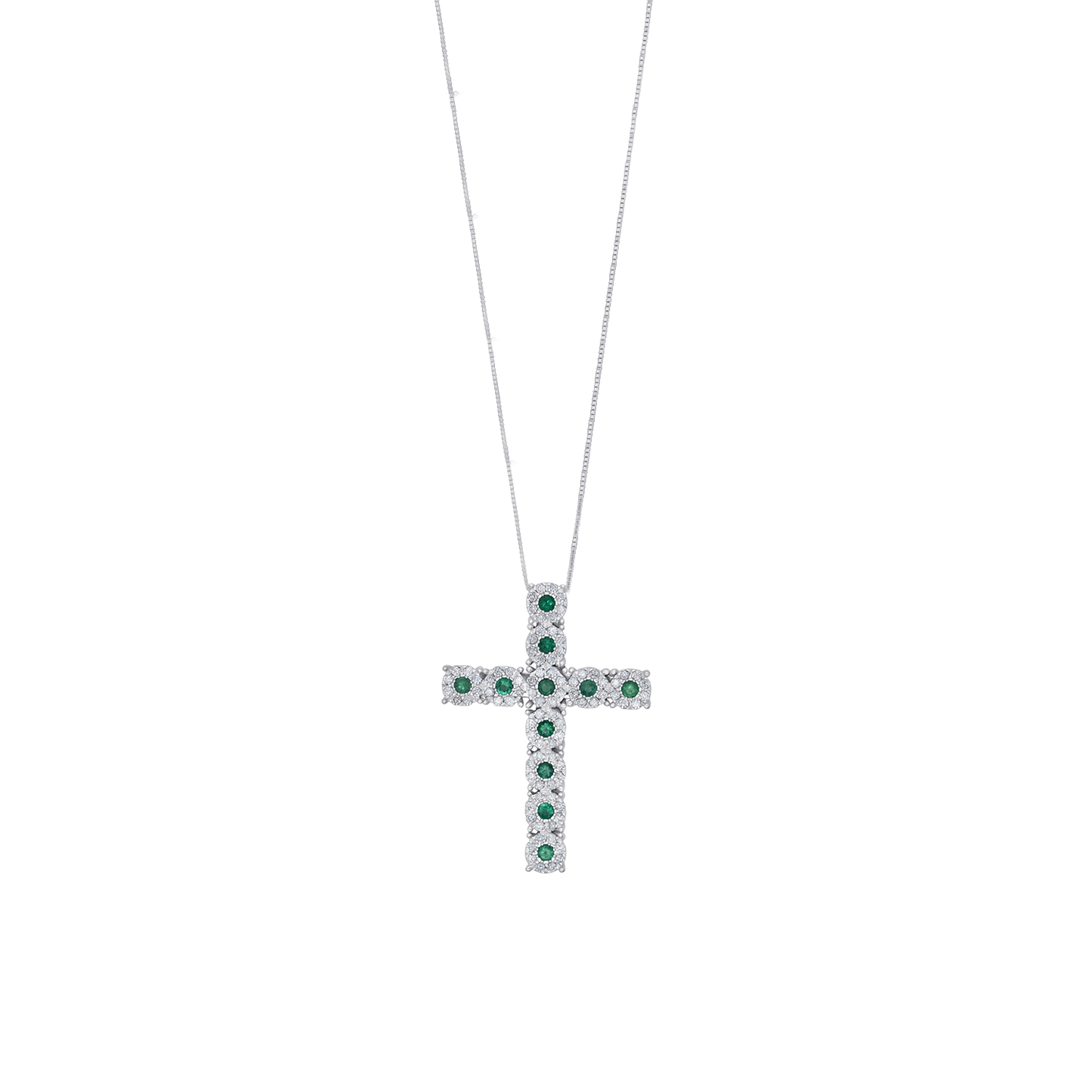 CROCE DIAMONDS COLLANA - EMERALD E BIANCO ORO