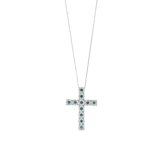 CROCE DIAMONDS COLLANA - EMERALD E BIANCO ORO