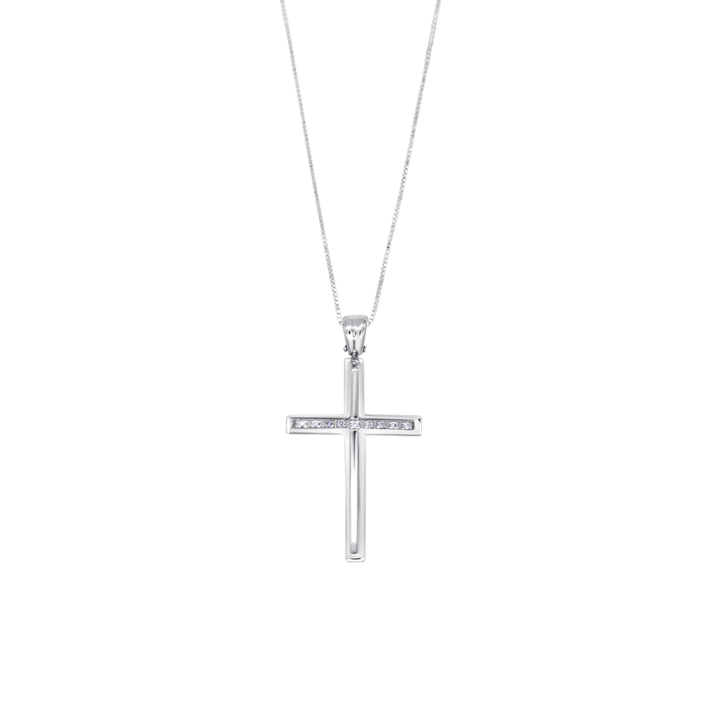 CROCE E CATENA - DIAMONDS - BIANCO ORO