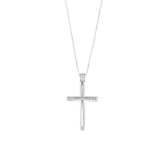 CROCE E CATENA - DIAMONDS - BIANCO ORO