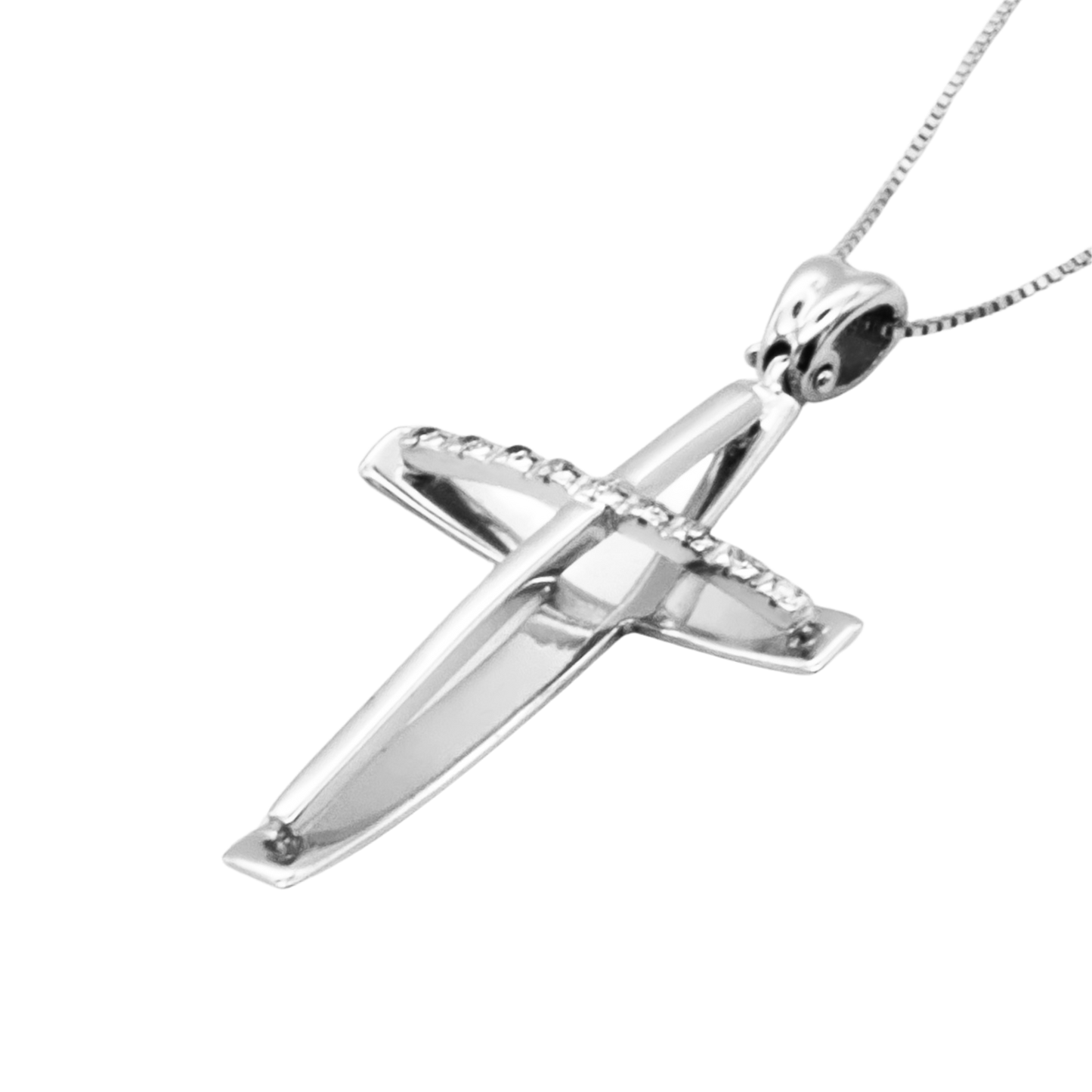 CROCE E CATENA - DIAMONDS - BIANCO ORO