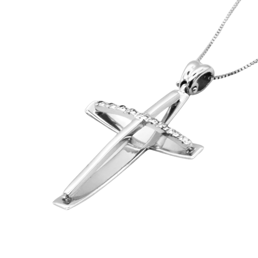 CROCE E CATENA - DIAMONDS - BIANCO ORO