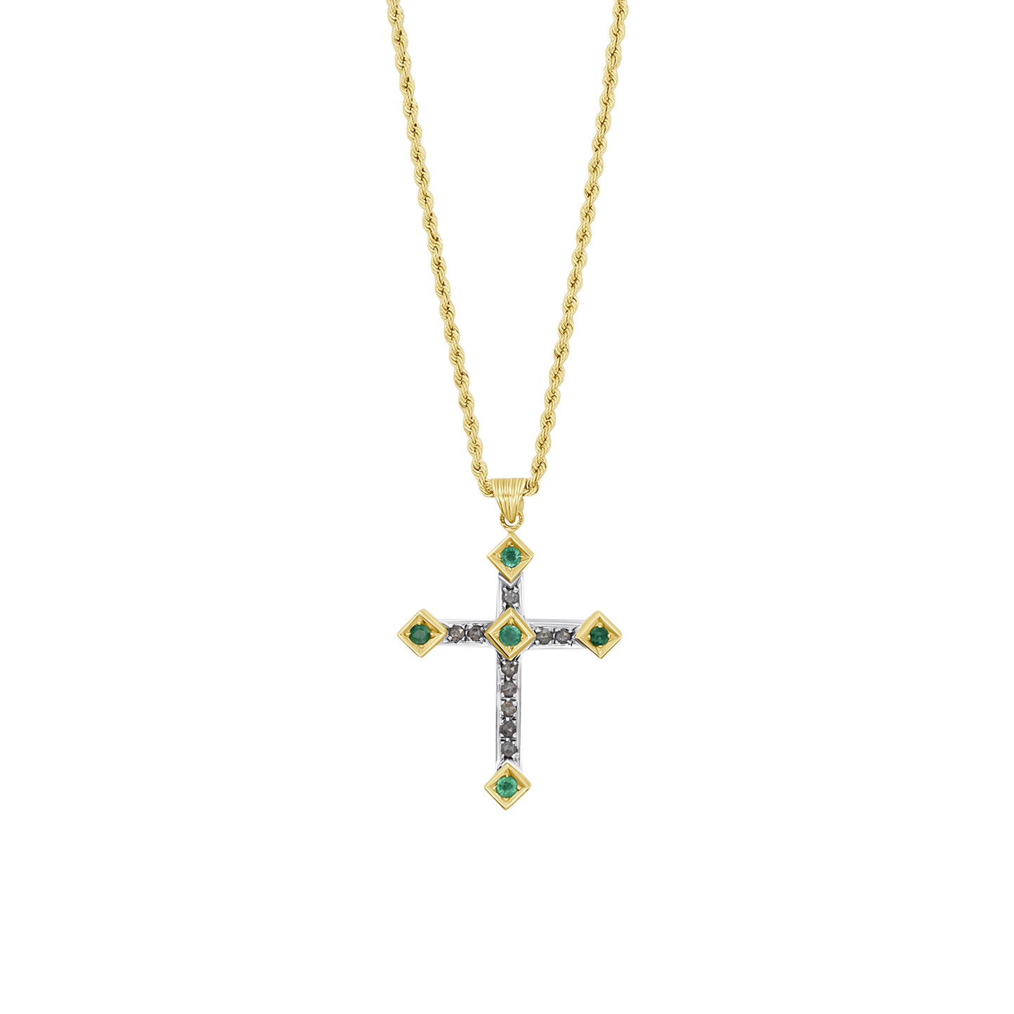 CROCE DIAMONDS COLLANA - EMERALD E ORO