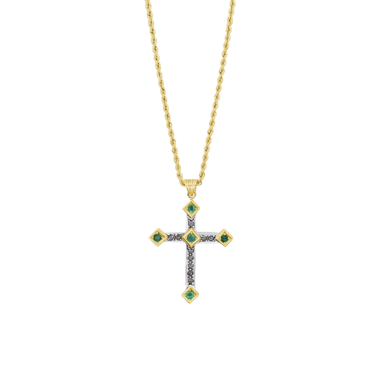CROCE DIAMONDS COLLANA - EMERALD E ORO
