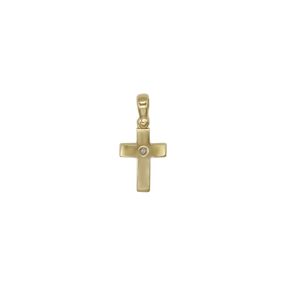 PENDENTE CROCE - ORO E ZIRCONIA
