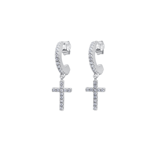 CROCE HOOP ORECCHINI - ARGENTO - ZIRCONIA