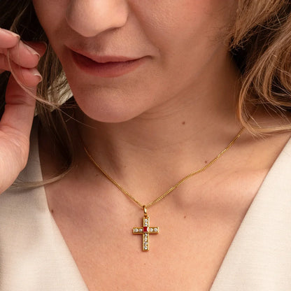 COLLANA CROCE - DIAMONDS E RUBY - ORO