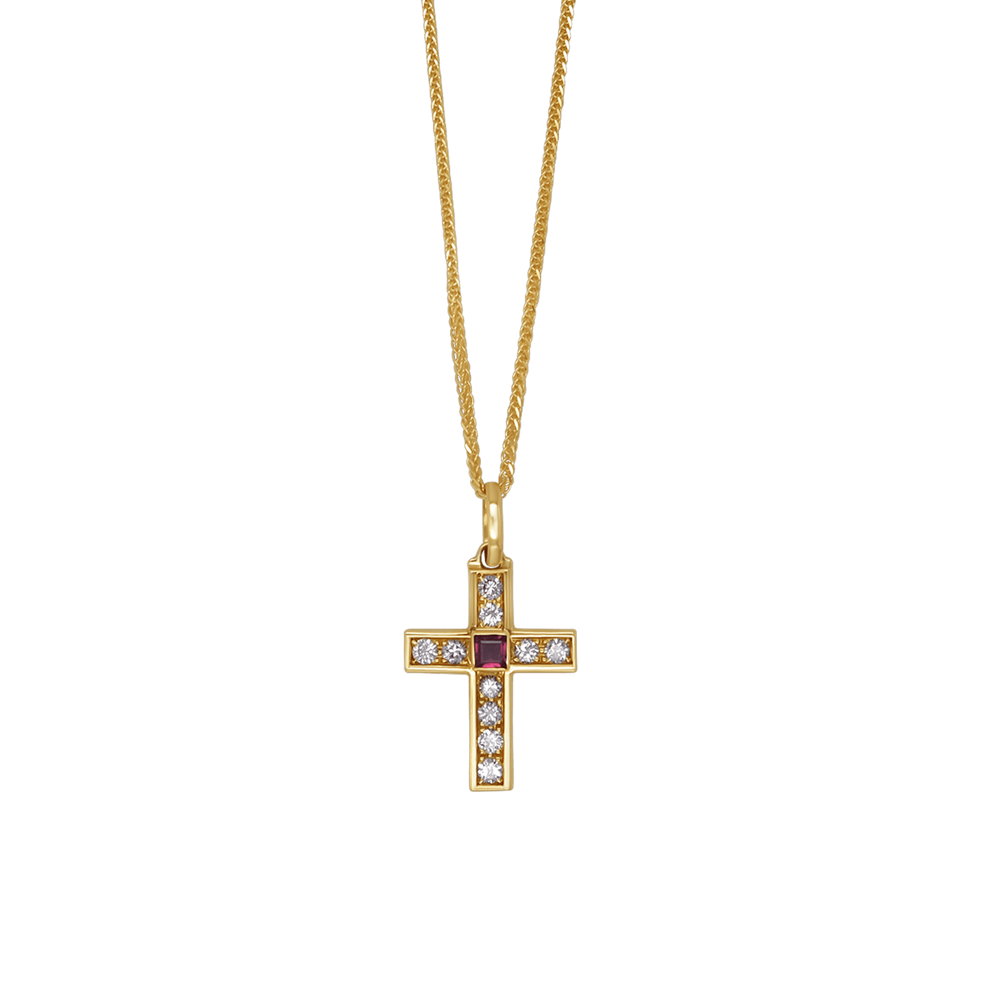 COLLANA CROCE - DIAMONDS E RUBY - ORO