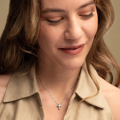 COLLANA CROCE - BIANCO ORO
