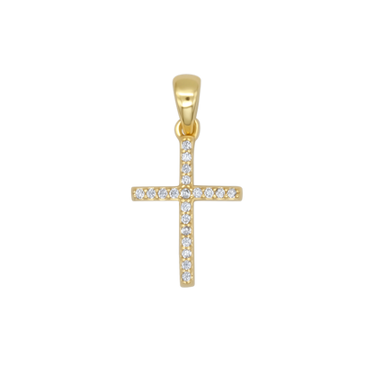 PENDENTE CROCE - ZIRCONIA E GOLDEN ARGENTO